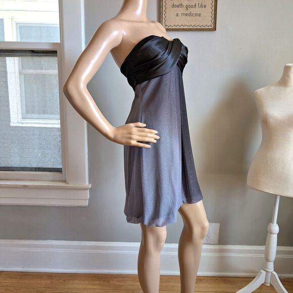 Vintage Y2K XSCAPE Mini Dress Ombre Glitter Strapless Whimsygoth Size 4 - Picture 4 of 12